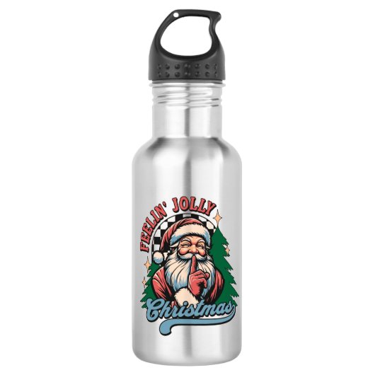 Voelt zich vrolijk Kerstman Waterfles (Voorkant)