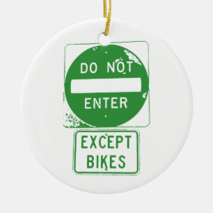 Voer alleen fietsen in keramisch ornament