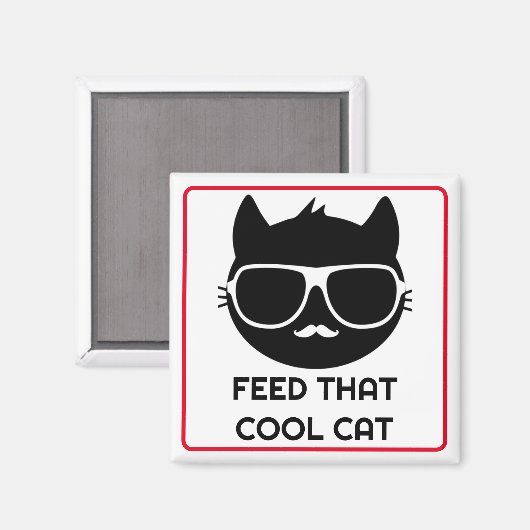 Voer dat koele kat huisdier voeder herinnering min magneet (Voorkant / Achterkant)