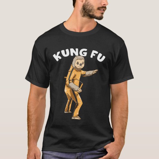 Voer de luiaard The Lazy Kung Fu Fighter T-shirt (Voorkant)