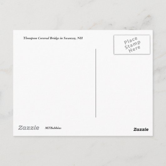 Voer de Thompson Covered Bridge in Briefkaart (Achterkant)