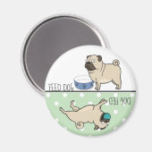 Voer hond / hond gevoerd schattige pug magneet (Voorkant / Achterkant)