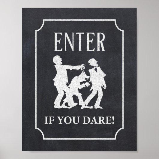 Voer in als je durft Halloween partij krijtbord te Poster (Voorkant)