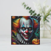 Voer in als je durft | Scary Clown Halloween Party Kaart (Staand voorkant)