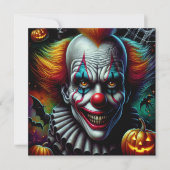 Voer in als je durft | Scary Clown Halloween Party Kaart (Voorkant)