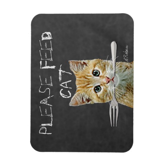 Voer kat alstublieft magneet (Verticaal)