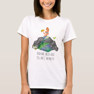 Voer Me Tacos Vertel Me Mooie Zeemeermin Mexicaans T-shirt