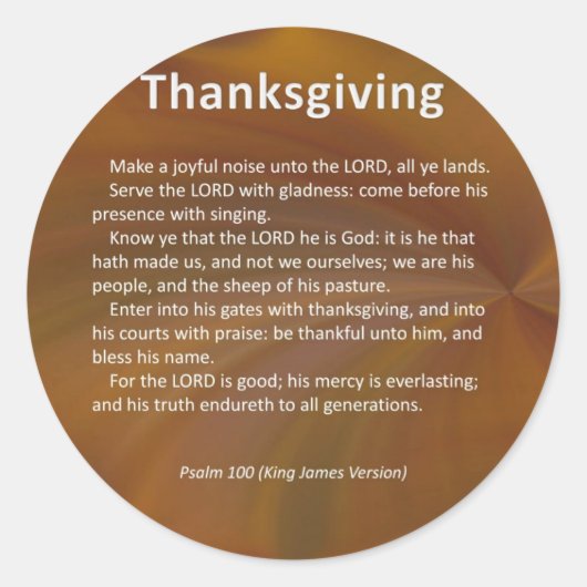 Voer met Thanksgiving en afgevende Psalm 100 in Ronde Sticker (Voorkant)