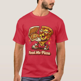 Voer Mij Pizza Grappige Retro Pizza T-shirt