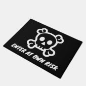 Voer op eigen risico grappig schedelhoofdsymbool i deurmat (Schuin)