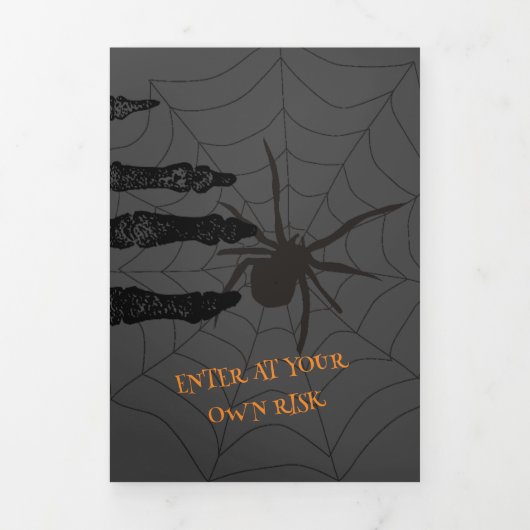 Voer op eigen risico Halloween Party in Drieluik Uitnodiging (Cover)