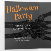 Voer op eigen risico Halloween Party in Drieluik Uitnodiging (Binnenzijde eerst)