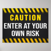 Voer op eigen risico in poster (Voorkant)