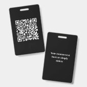 Voer URL & Creëer Scannable QR Code in | Zwart Wit Badge (Voor- en achterkant)