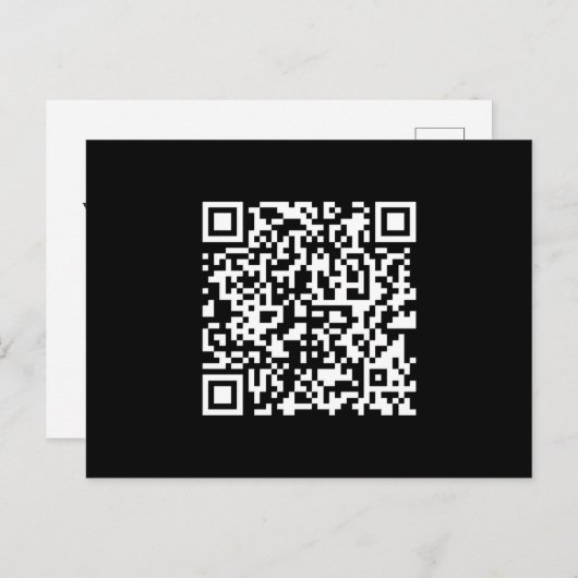 Voer URL & Creëer Scannable QR Code in | Zwart Wit Briefkaart (Voorkant / Achterkant)