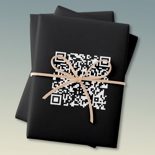 Voer URL & Creëer Scannable QR Code in | Zwart Wit Inpakpapier Vel