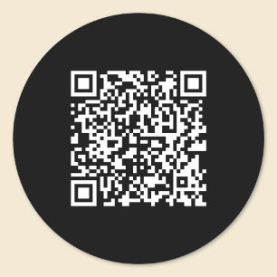 Voer URL & Creëer Scannable QR Code in   Zwart Wit Ronde Sticker