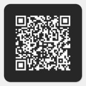 Voer URL & Creëer Scannable QR Code in | Zwart Wit Vierkante Sticker (Voorkant)