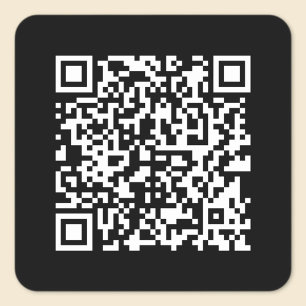 Voer URL & Creëer Scannable QR Code in   Zwart Wit Vierkante Sticker