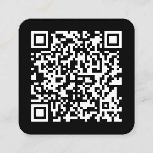 Voer URL & Creëer Scannable QR Code in | Zwart Wit Vierkante Visitekaartje (Voorkant)