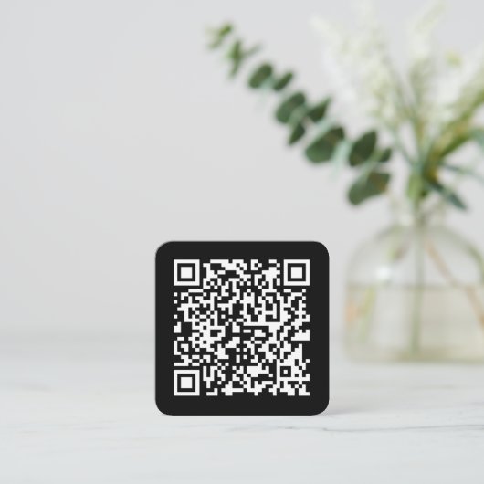 Voer URL & Creëer Scannable QR Code in | Zwart Wit Vierkante Visitekaartje (Staand voorkant)