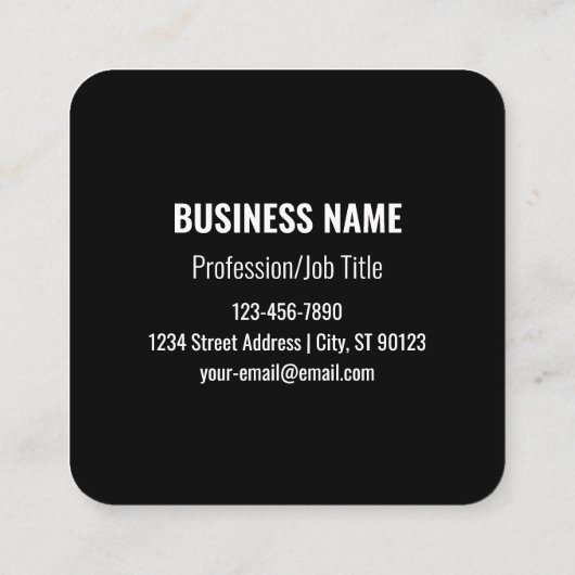 Voer URL & Creëer Scannable QR Code in | Zwart Wit Vierkante Visitekaartje (Achterkant)