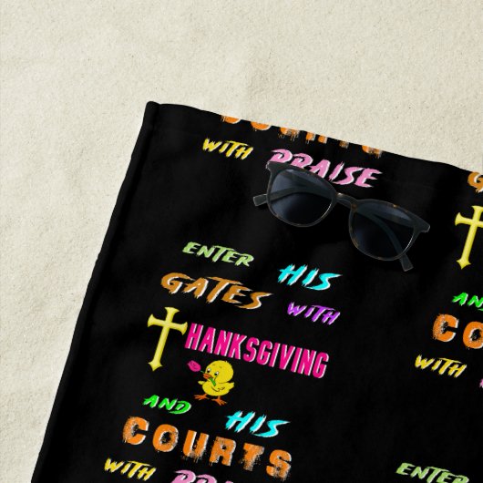 Voer zijn Gates Chick November Cross Thanksgiving Strandlaken (In situ)