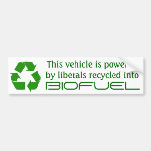 Voertuig aangedreven door liberalen gerecycleerde bumpersticker