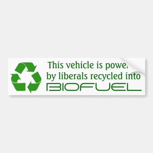 Voertuig aangedreven door liberalen gerecycleerde bumpersticker (Voorkant)