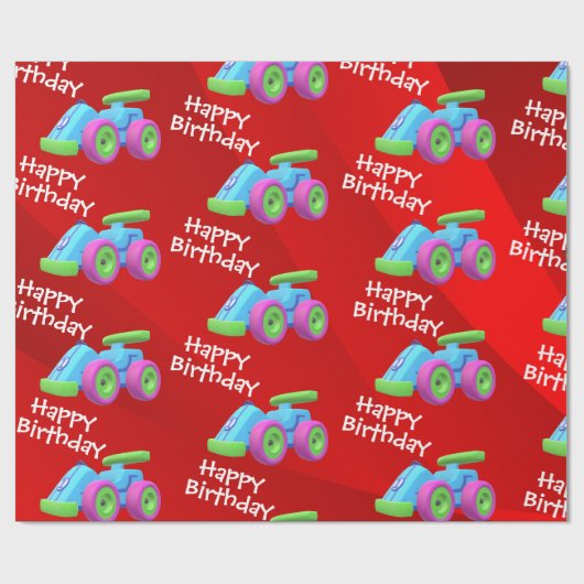 Voertuig Verjaardag Wrapping Papier (Vlak)