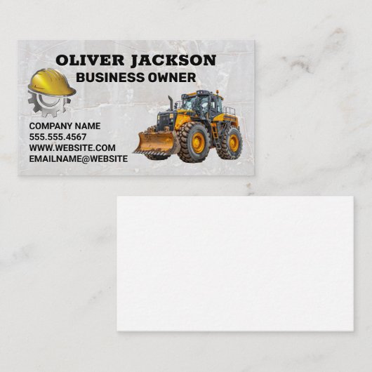 voertuig voor bouwwerkzaamheden | blauwe kraag visitekaartje (Voorkant / Achterkant)