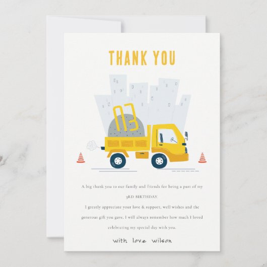Voertuigbouwwagen met dumppil bedankkaart (Voorkant)