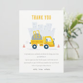 Voertuigbouwwagen met dumppil bedankkaart (Staand voorkant)