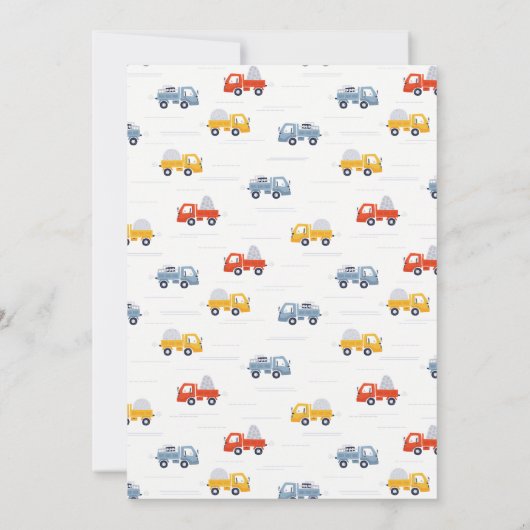 Voertuigbouwwagen met dumppil bedankkaart (Achterkant)