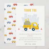 Voertuigbouwwagen met dumppil bedankkaart (Voorkant / Achterkant)