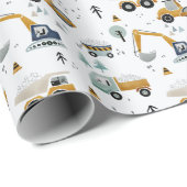 Voertuigen en vrachtwagens op de bouwplaats cadeaupapier (Rol Hoek)