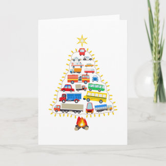 Voertuigen Kerstboom Cadeau, Voertuigen Kostuums Kaart
