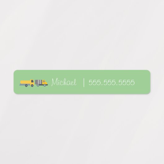 Voertuigen School Class Lunch Naam Nummer Labels (Design 2)