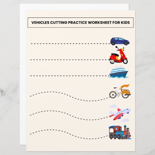 VOERTUIGEN SNIJDEN PRAKTIJK WERKBLAD VOOR KINDEREN (Voorkant / Achterkant)