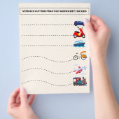 VOERTUIGEN SNIJDEN PRAKTIJK WERKBLAD VOOR KINDEREN FLYER (Hand)