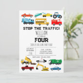 Voertuigen Vervoer Auto's Trucks Jongens Verjaarda Kaart (Staand voorkant)