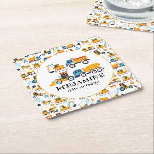 Voertuigen voor de bouw van vuilniswagens - Birthd Kartonnen Onderzetters