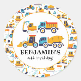Voertuigen voor de bouw van vuilniswagens - Birthd Ronde Sticker