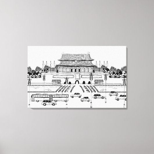 Voertuigen voor het wegverkeer van pagode canvas afdruk (Voorkant)