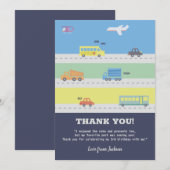 Voertuigen, vrachtwagens, vliegtuigjongen Birthday Bedankkaart (Voorkant / Achterkant)