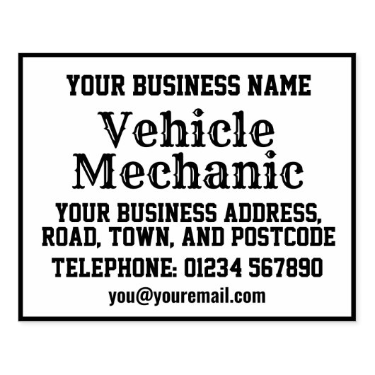 Voertuigmonteur met naam, adres, enz. rubberstempel (Afrduk)