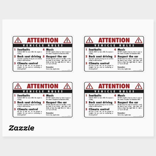 Voertuigregels - Rood en wit Rechthoekige Sticker (Vel)