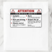 Voertuigregels - Rood en wit Rechthoekige Sticker (Tas)