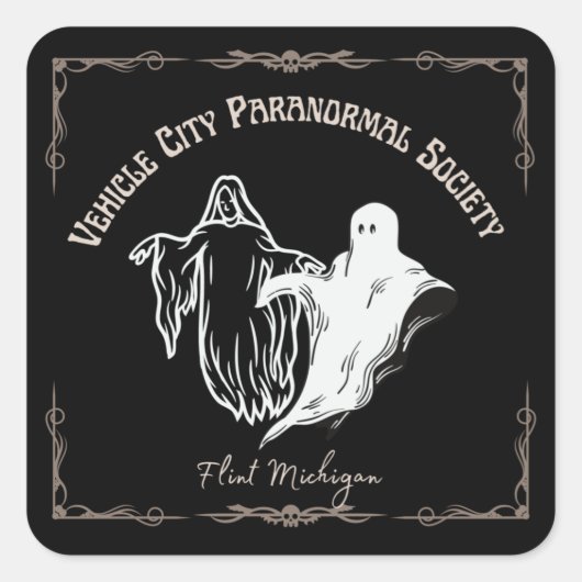 Voertuigstad Paranormal Society Flint Michigan Vierkante Sticker (Voorkant)