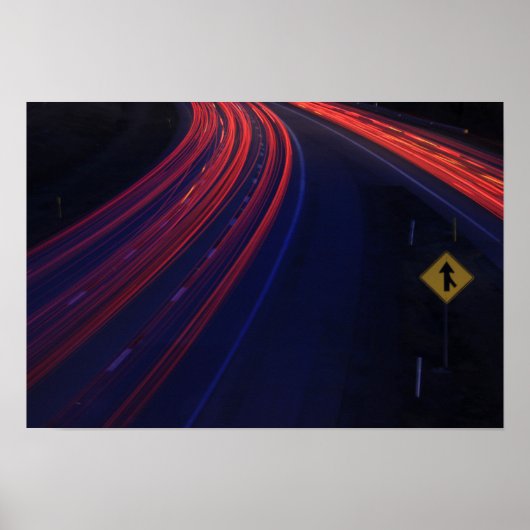 Voertuigverkeer Achterlichtsporen Poster (Voorkant)
